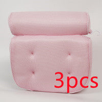 6 suction cups bath pillow 3D net bathtub pillow Pink 3pcs 0 - Tophatter Daily Deals