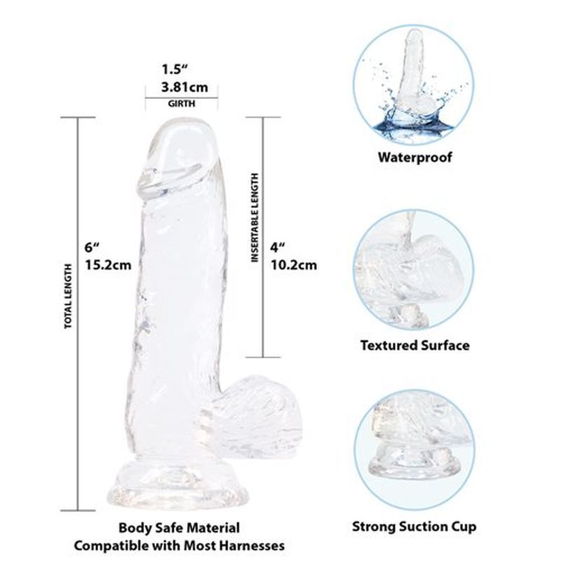 Crystal Dildo with Balls 6 Inch Clear TPE > Dildos > Realistic Dildos - Tophatter Daily Deals