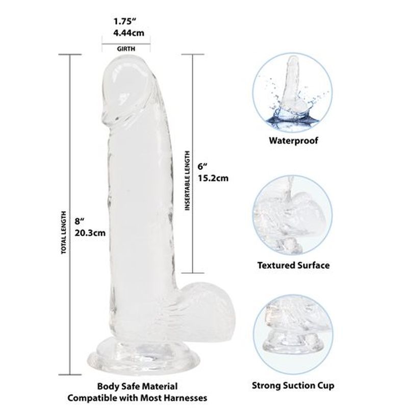 Crystal Dildo with Balls 8 Inch Clear > Dildos > Realistic Dildos - Tophatter Daily Deals