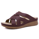 Amazon"s new leisure air cooler cross massage slope heel foreign trade fashion women"s sandals wholesale Purple 0 - Tophatter Daily Deals