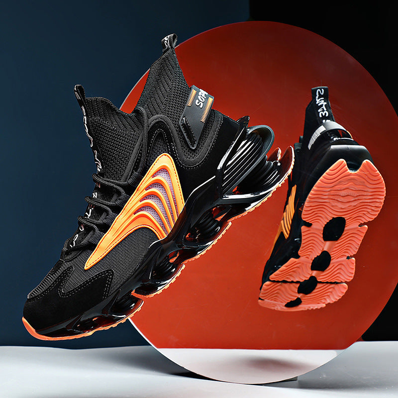 Blade Men's Shoes Net Celebrity Shock Absorption Sports Running Shoes A71 black orange inner increas 0 - Tophatter Daily Deals
