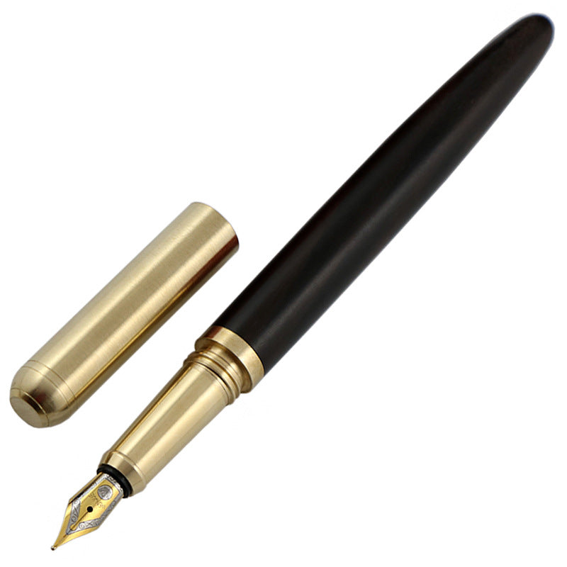 African Rosewood Vintage Brass Wood Fountain Pen Black wood 0 - Tophatter Daily Deals