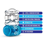 Play With Me Pleaser Cock Ring Blue > Cock Ring > Vibrating - Tophatter Daily Deals