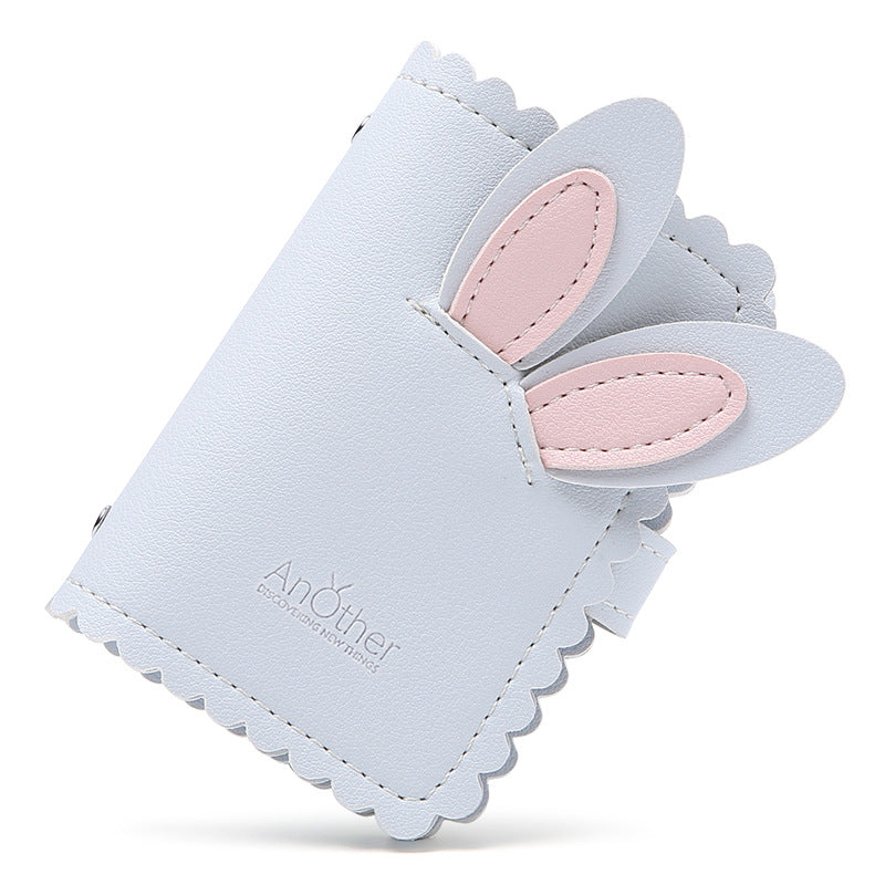 Anti-degaussing Card Holder Compact Card Holder Wallet All-in-one Bag For Women Light Blue Rabbit ears 0 - Tophatter Daily Deals