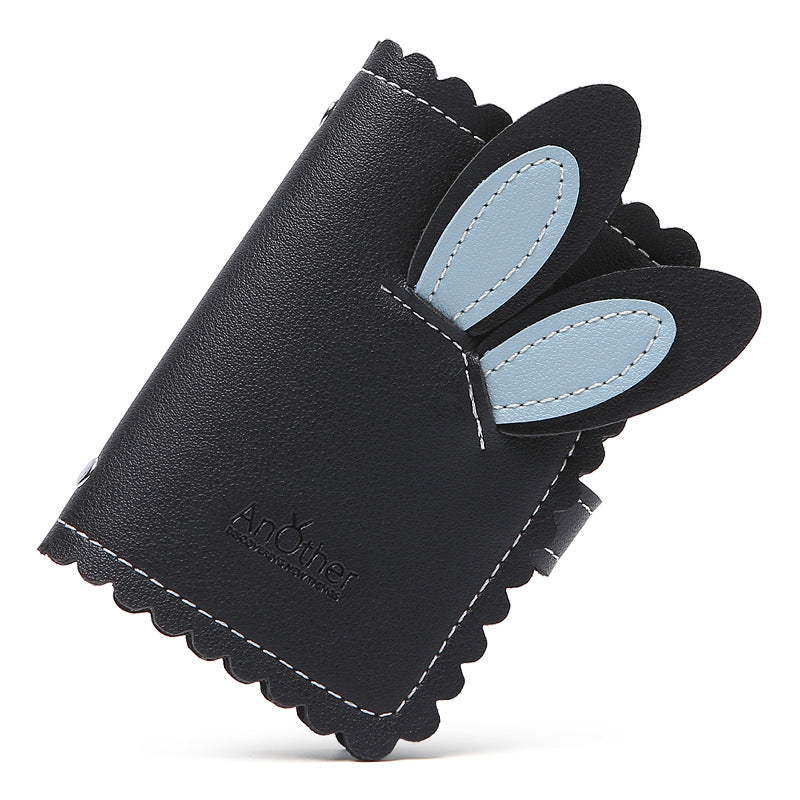 Anti-degaussing Card Holder Compact Card Holder Wallet All-in-one Bag For Women Black Rabbit ears 0 - Tophatter Daily Deals