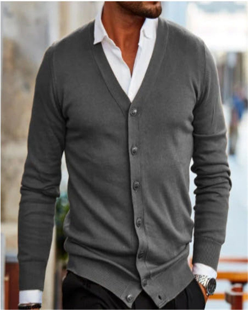 Soft Men's Sweater Jacket - V Neck Button Up, Cotton Blend Grey 3D Changing Face Moving Picture Frame - Tophatter Daily Deals