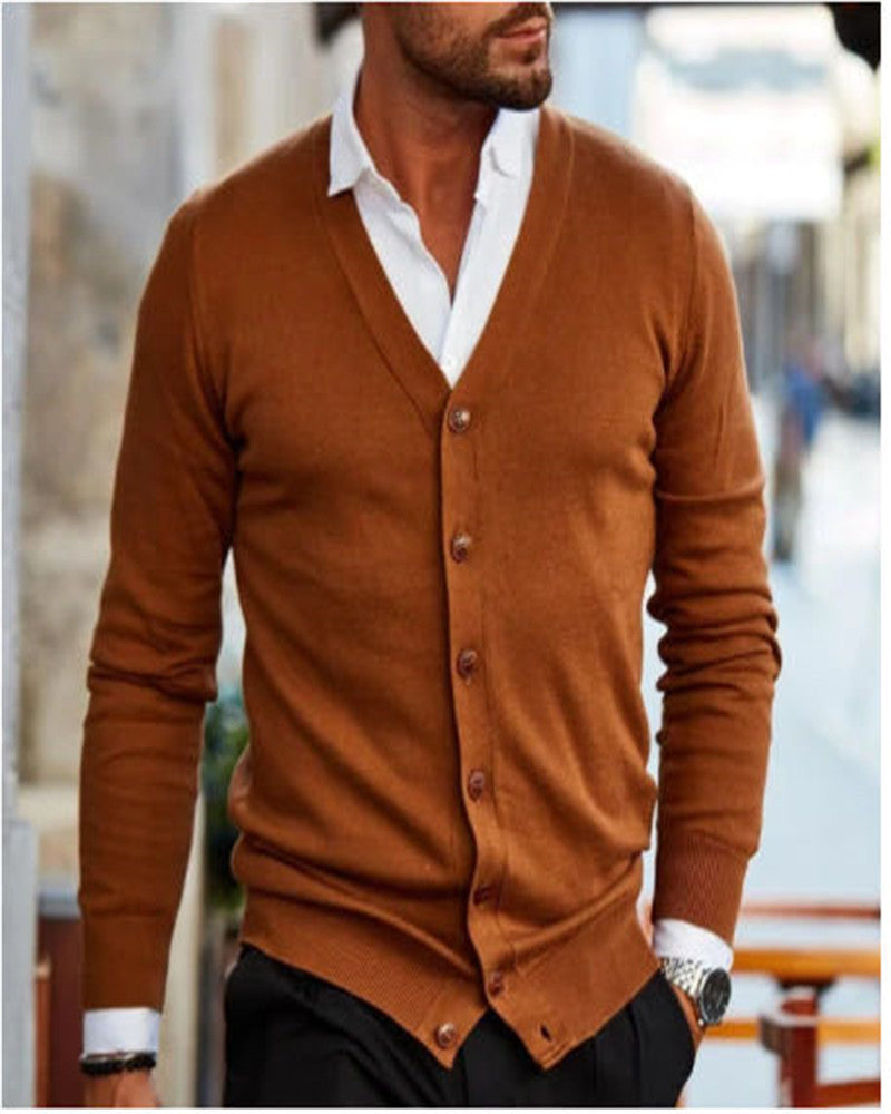 Soft Men's Sweater Jacket - V Neck Button Up, Cotton Blend Orange 3D Changing Face Moving Picture Frame - Tophatter Daily Deals