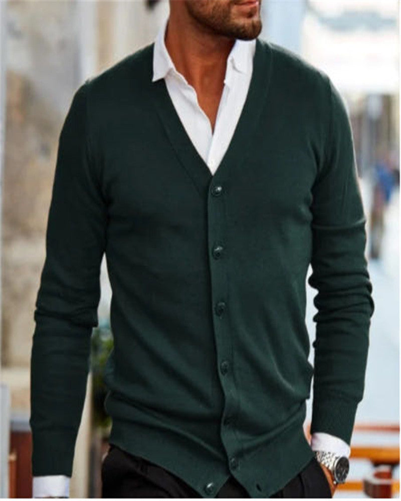 Soft Men's Sweater Jacket - V Neck Button Up, Cotton Blend Green 3D Changing Face Moving Picture Frame - Tophatter Daily Deals