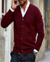Soft Men's Sweater Jacket - V Neck Button Up, Cotton Blend Wine Red 3D Changing Face Moving Picture Frame - Tophatter Daily Deals