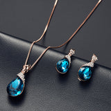 Alloy Plating Necklace Earrings Set Jewelry Set With Rhinestone Wedding Jewelry Golden 0 - Tophatter Daily Deals