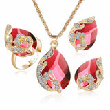 Alloy Plating Necklace Earrings Set Jewelry Set With Rhinestone Wedding Jewelry Red 0 - Tophatter Daily Deals