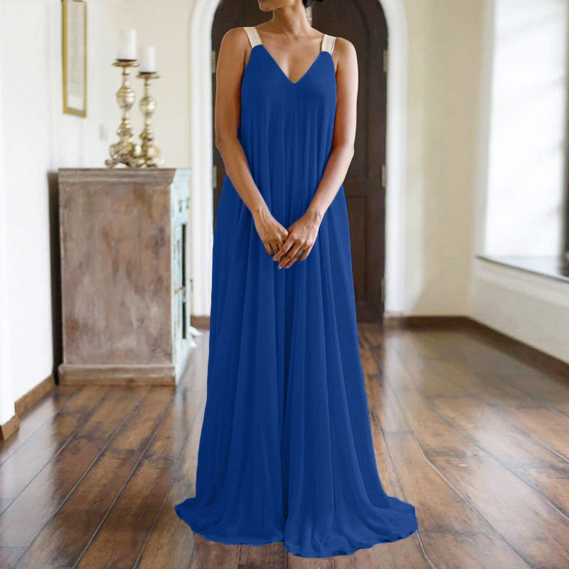 Bohemian Plus Size Suspender Dress Women Blue 0 - Tophatter Daily Deals