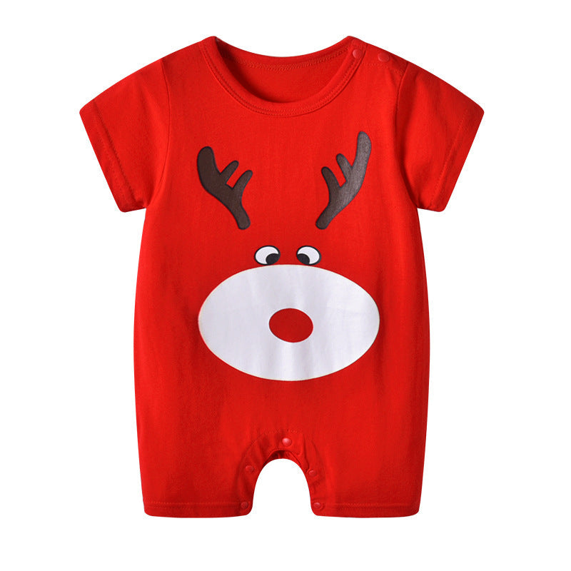 Baby One-Piece Clothes Baby Print Short-Sleeved Romper Bag Fart Suit A 0 - Tophatter Daily Deals