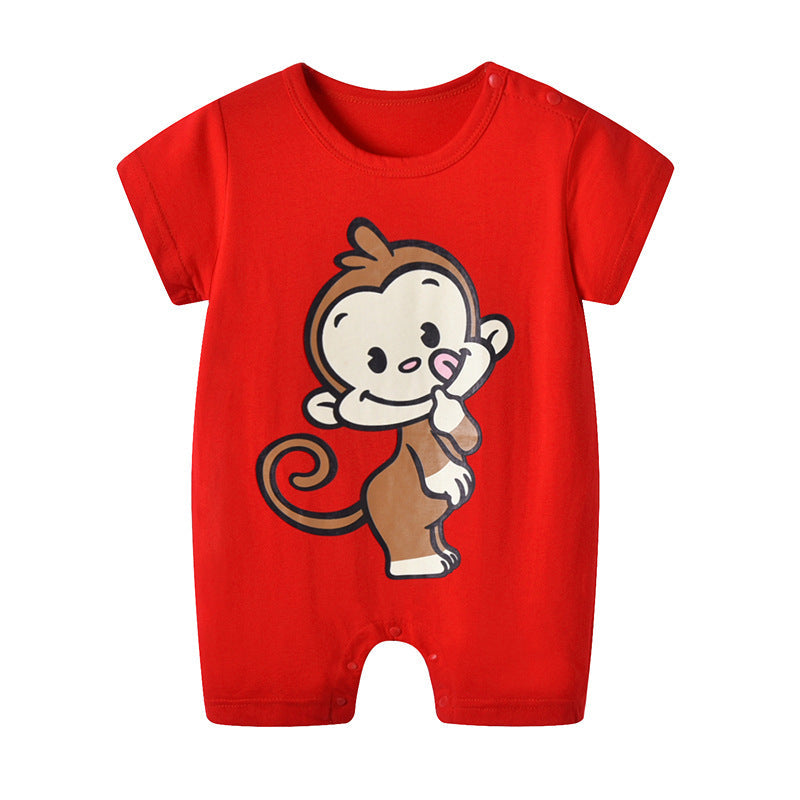 Baby One-Piece Clothes Baby Print Short-Sleeved Romper Bag Fart Suit C 0 - Tophatter Daily Deals