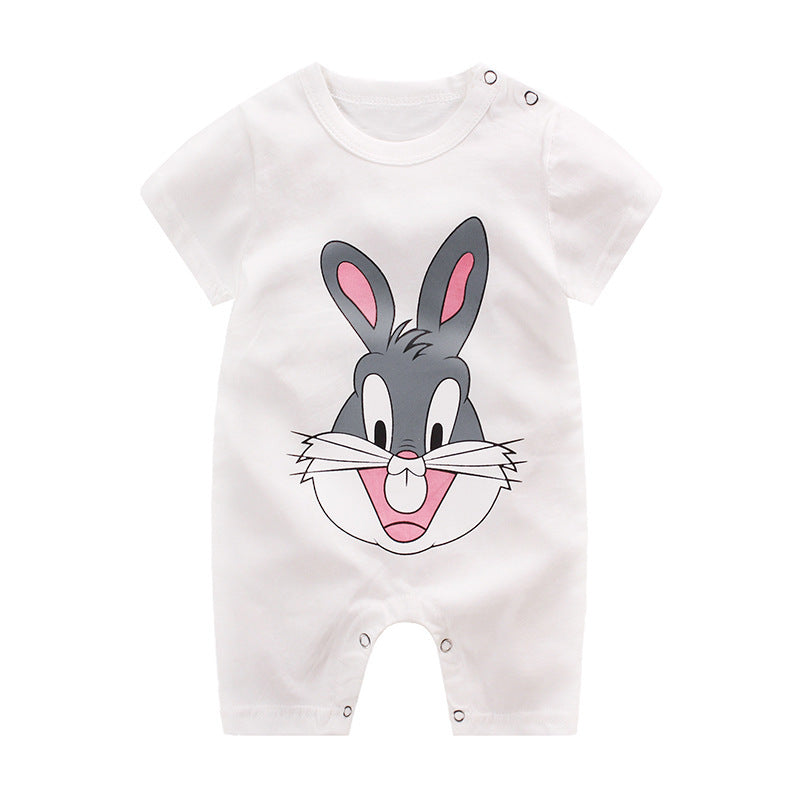 Baby One-Piece Clothes Baby Print Short-Sleeved Romper Bag Fart Suit E 0 - Tophatter Daily Deals