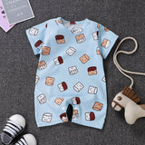 Baby One-Piece Clothes Baby Print Short-Sleeved Romper Bag Fart Suit H 0 - Tophatter Daily Deals