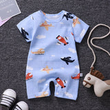 Baby One-Piece Clothes Baby Print Short-Sleeved Romper Bag Fart Suit F 0 - Tophatter Daily Deals
