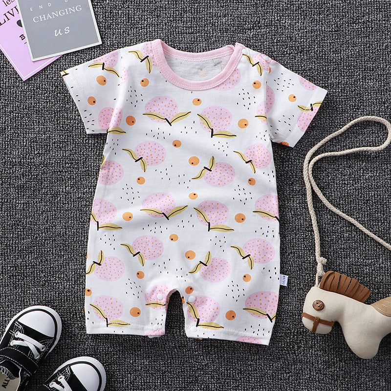 Baby One-Piece Clothes Baby Print Short-Sleeved Romper Bag Fart Suit G 0 - Tophatter Daily Deals