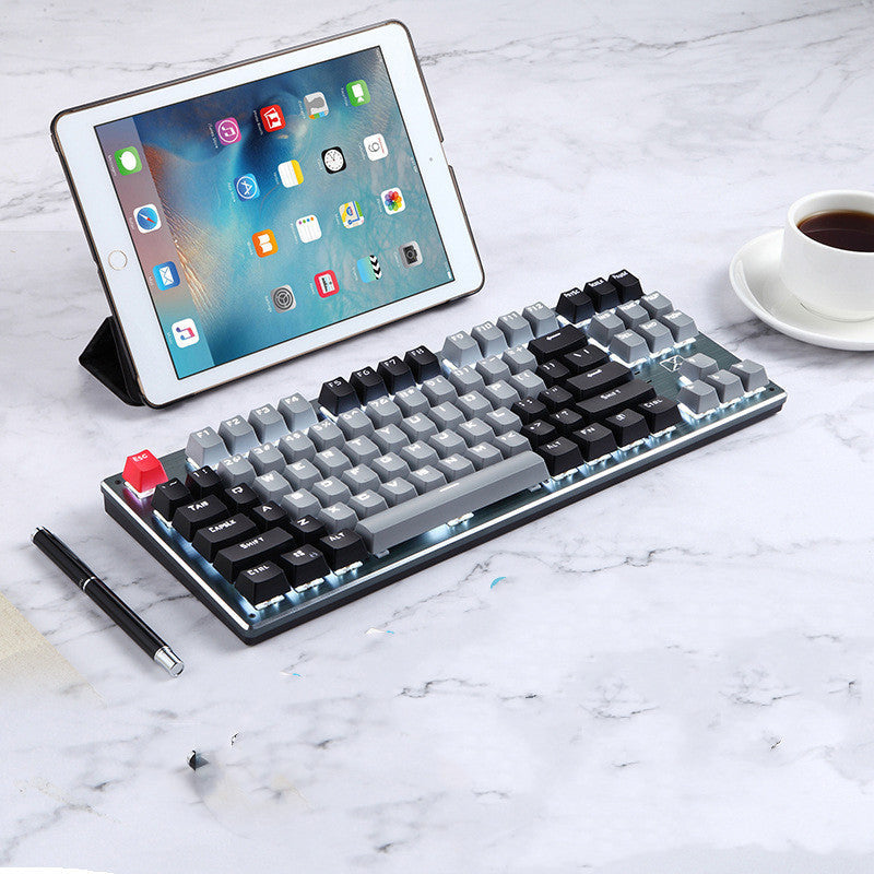 Bluetooth Mechanical Keyboard Wired Wireless Bluetooth Three-mode Tablet Phone Computer B style 0 - Tophatter Daily Deals