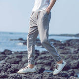 Breathable Loose Plus Size Linen Casual Pants Grey 0 - Tophatter Daily Deals