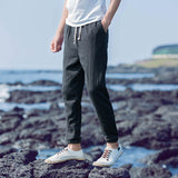 Breathable Loose Plus Size Linen Casual Pants Black 0 - Tophatter Daily Deals