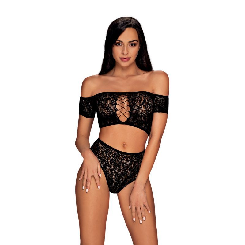 Obsessive Inessita Black Knitted Lingerie Bra And Panty Set > Clothes > Bra Sets - Tophatter Daily Deals