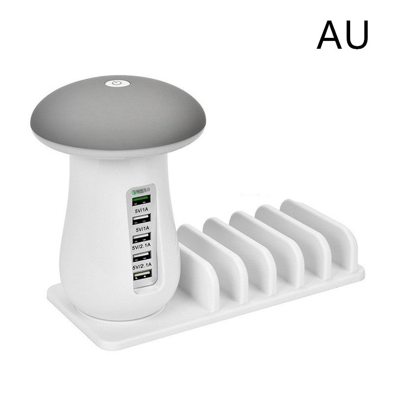 2 In 1 Multifunction Mushroom Lamp LED Lamp Holder USB Charger Home Office Supplies White AU 0 - Tophatter Daily Deals