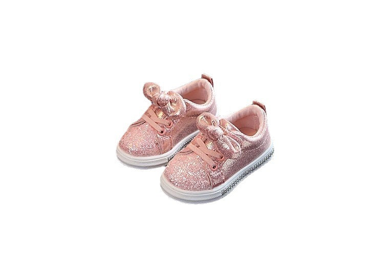 Bright Leather Sneakers Casual Shoes Sports Shoes Bow 0 - Tophatter Daily Deals