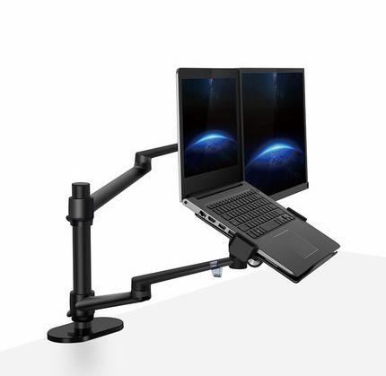 Aluminum Multifunction Ergonomics Desk Laptop Stand Monitor Desktop Holder Computer Full Motion With Column Bar Black 0 - Tophatter Daily Deals