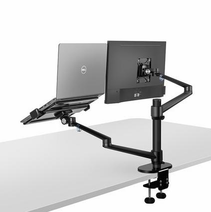 Aluminum Multifunction Ergonomics Desk Laptop Stand Monitor Desktop Holder Computer Full Motion With Column Bar Grey 0 - Tophatter Daily Deals