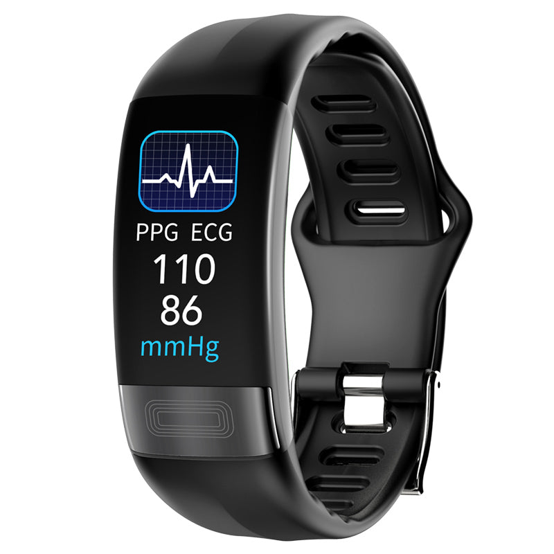 Body Temperature Smart Bracelet ECG Heart Rate Blood Pressure Blood Oxygen Health Test Sleep Exercise Waterproof Black 0 - Tophatter Daily Deals