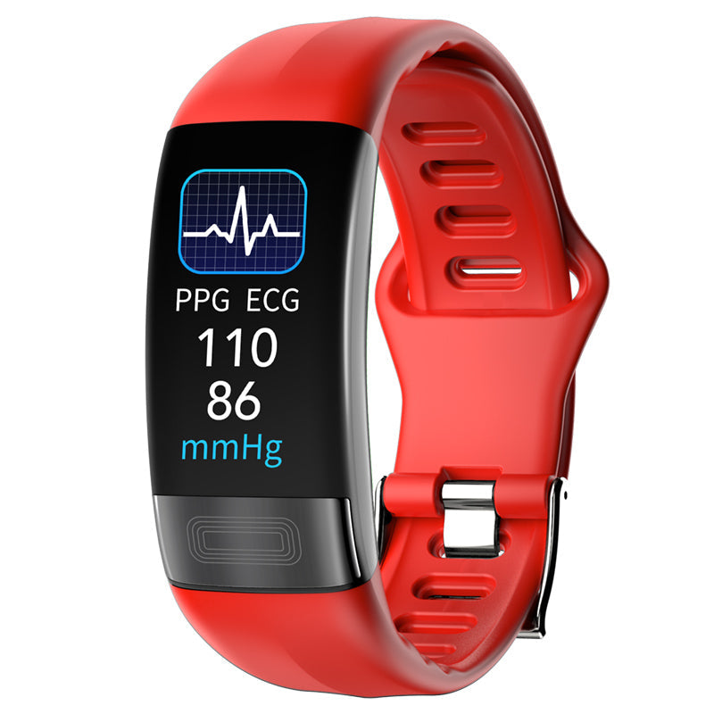 Body Temperature Smart Bracelet ECG Heart Rate Blood Pressure Blood Oxygen Health Test Sleep Exercise Waterproof Red 0 - Tophatter Daily Deals