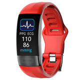 Body Temperature Smart Bracelet ECG Heart Rate Blood Pressure Blood Oxygen Health Test Sleep Exercise Waterproof Red 0 - Tophatter Daily Deals