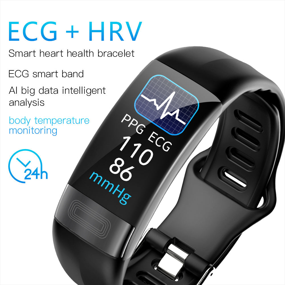 Body Temperature Smart Bracelet ECG Heart Rate Blood Pressure Blood Oxygen Health Test Sleep Exercise Waterproof 0 - Tophatter Daily Deals