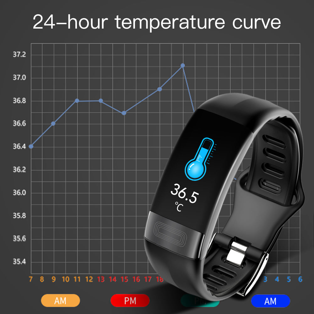 Body Temperature Smart Bracelet ECG Heart Rate Blood Pressure Blood Oxygen Health Test Sleep Exercise Waterproof 0 - Tophatter Daily Deals