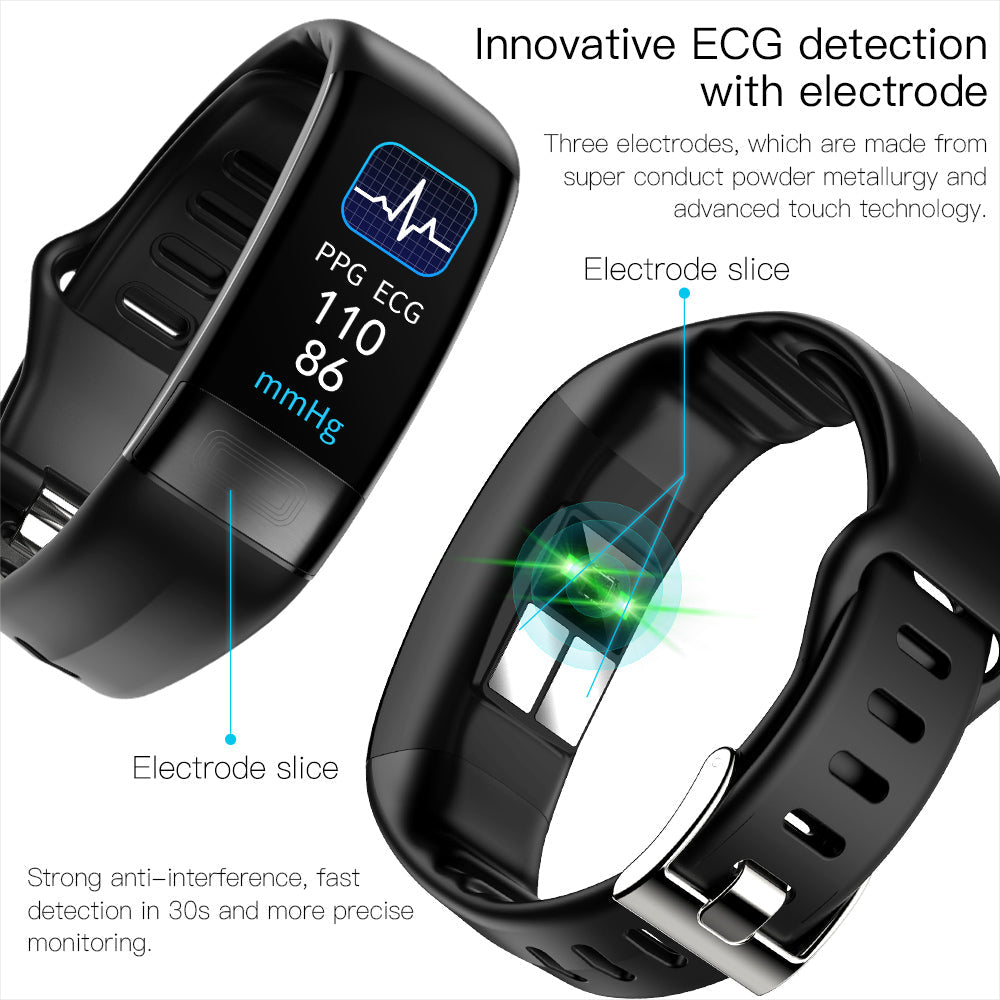 Body Temperature Smart Bracelet ECG Heart Rate Blood Pressure Blood Oxygen Health Test Sleep Exercise Waterproof 0 - Tophatter Daily Deals