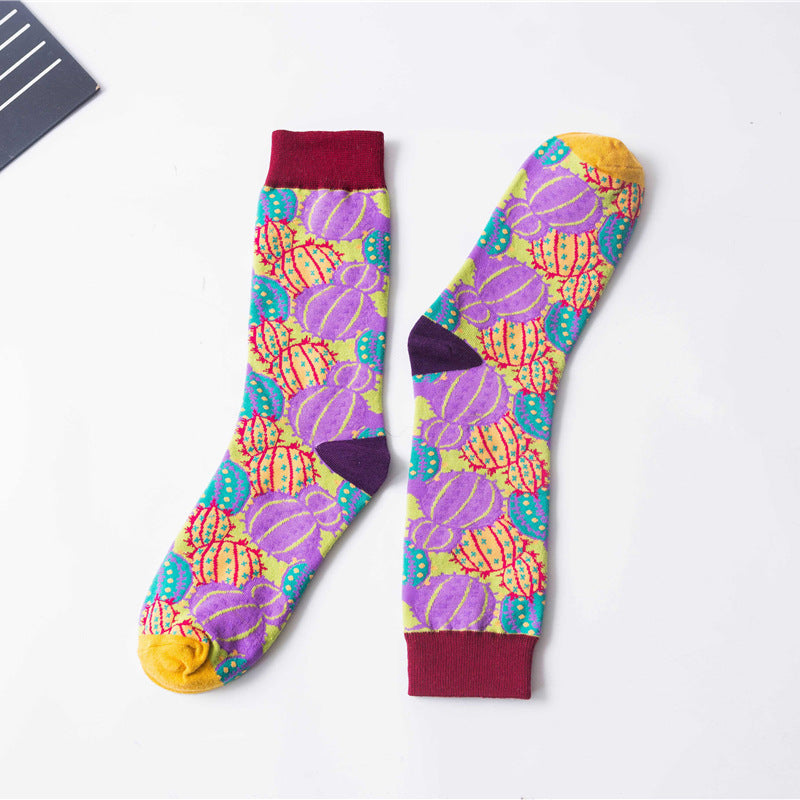 Autumn And Winter New European And American High Tube Socks All Cotton Women''s High Band Creative Street Hip Hop Women''s Socks Wine Red 0 - Tophatter Daily Deals