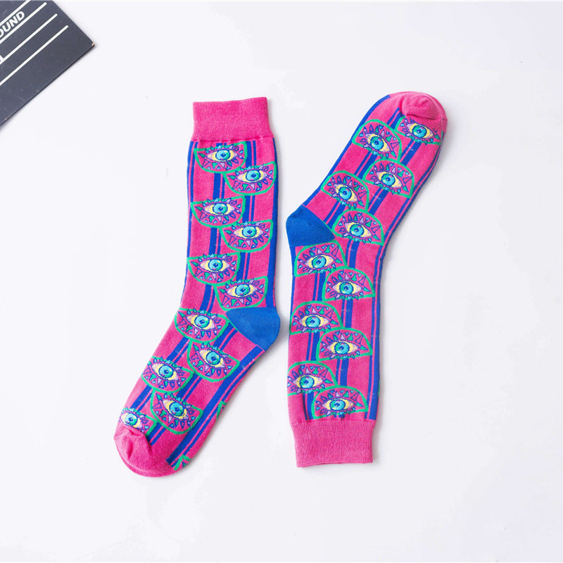 Autumn And Winter New European And American High Tube Socks All Cotton Women''s High Band Creative Street Hip Hop Women''s Socks Rose red 0 - Tophatter Daily Deals