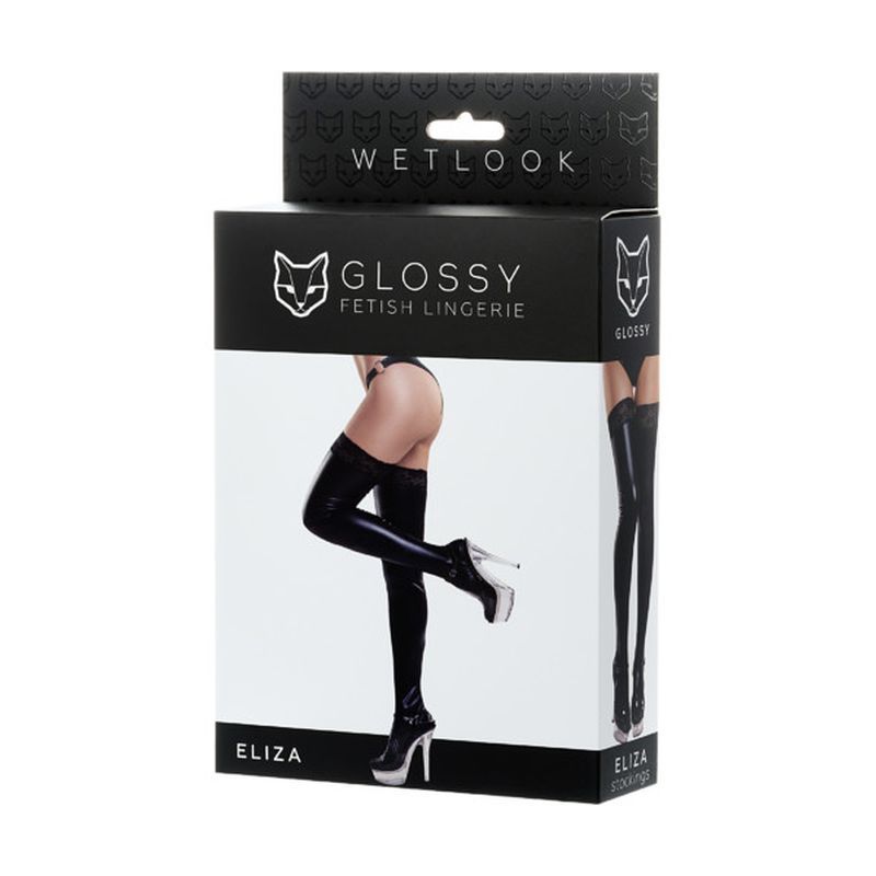 Glossy Wetlook Stockings w Lace Insert Eliza > Clothes > Womens Latex - Tophatter Daily Deals