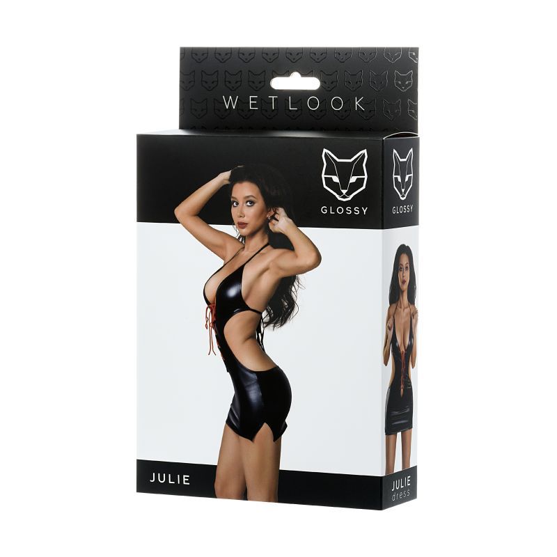Glossy Dress Wetlook with Red Laces Julie (S to L) > Clothes > Womens Latex - Tophatter Daily Deals