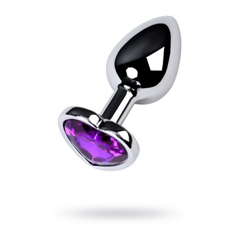 Silver Metal Anal Plug with Purple Heart Amethyst Crystal Small > Anal Range > Jewel Butt Plugs - Tophatter Daily Deals