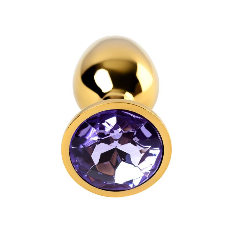 Gold Metal Anal Plug with Amethyst Crystal Small > Anal Range > Jewel Butt Plugs - Tophatter Daily Deals