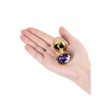 Gold Metal Anal Plug with Amethyst Crystal Small > Anal Range > Jewel Butt Plugs - Tophatter Daily Deals