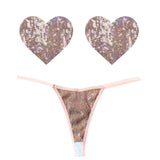 Bubbly Feels Nude Sequin Pantie and Heart Pastie Set > Clothes > Pasties - Tophatter Daily Deals