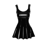 Short PVC Dress with Frilled Shoulder Straps for Night Out > Clothes > Dresses and Chemises - Tophatter Daily Deals