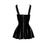 Short PVC Dress with Frilled Shoulder Straps for Night Out > Clothes > Dresses and Chemises - Tophatter Daily Deals