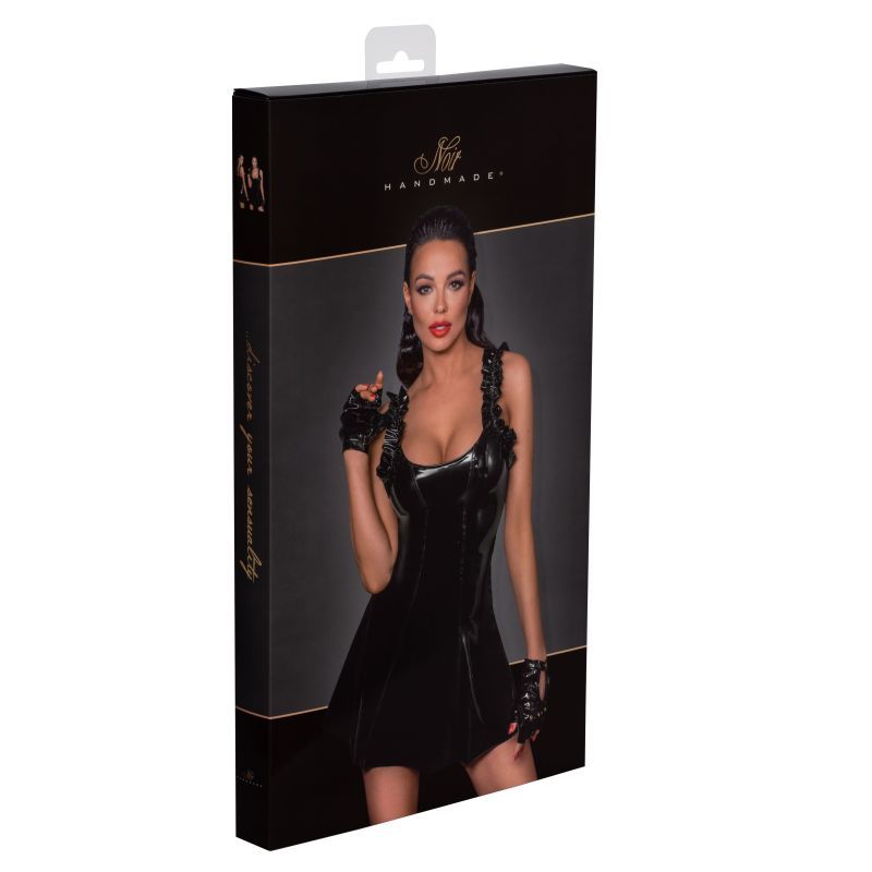 Short PVC Dress with Frilled Shoulder Straps for Night Out > Clothes > Dresses and Chemises - Tophatter Daily Deals