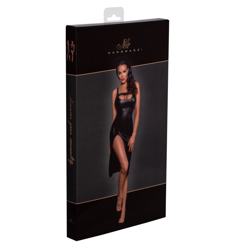 Noir Power Wetlook Midi Dress With Front Zipper And Slit > Clothes > Womens Latex - Tophatter Daily Deals