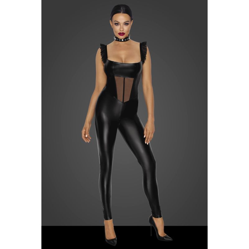 Power Wetlook Overall with Tulle Panel > Clothes > Womens Latex - Tophatter Daily Deals