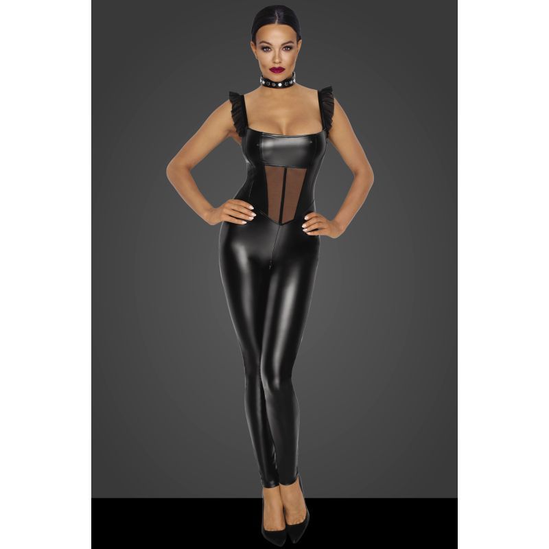 Power Wetlook Overall with Tulle Panel > Clothes > Womens Latex - Tophatter Daily Deals